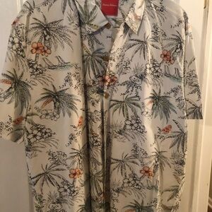 Tommy Bahama Men's Floral Print Shirt - Cream and Green